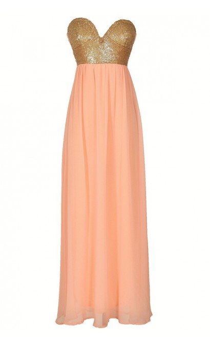 Mermaid For You Embellished Maxi Dress in Peach